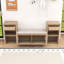 Banc de rangement pour hall d'entrée avec siège rembourré, compartiments rabattables, 2 tiroirs et tablettes latérales réglables-928883345