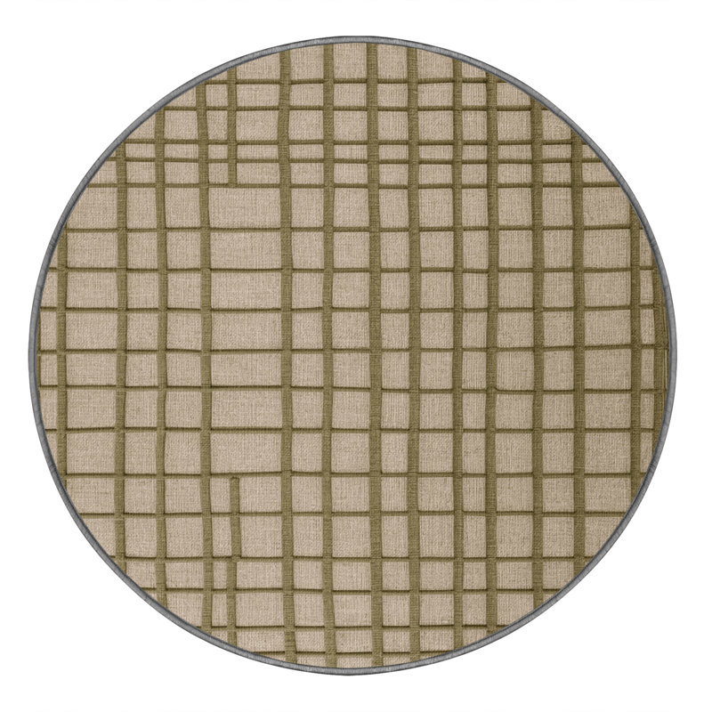 Machine Washable Trellis Gray Area Rug, Round 7'