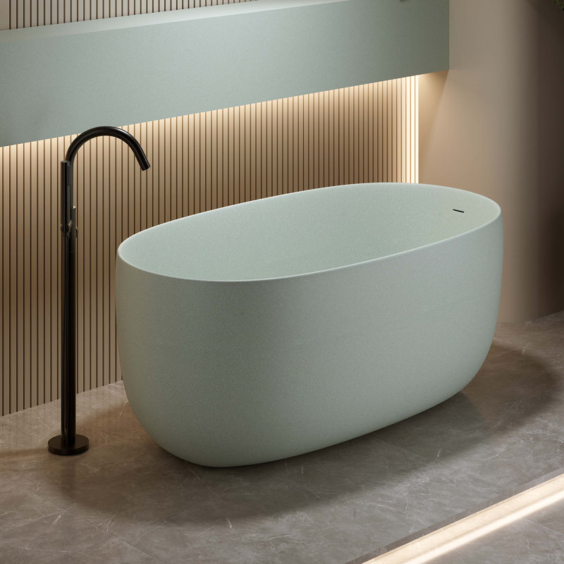 Baignoire de trempage autoportante en résine de 47 po à surface solide avec trop-plein et bonde escamotable 47 po
