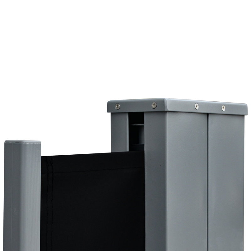 Auvent rétractable pour écran de balcon - double 20 pi - Fabrication en acier et tissu avec abat-jour de protection noir