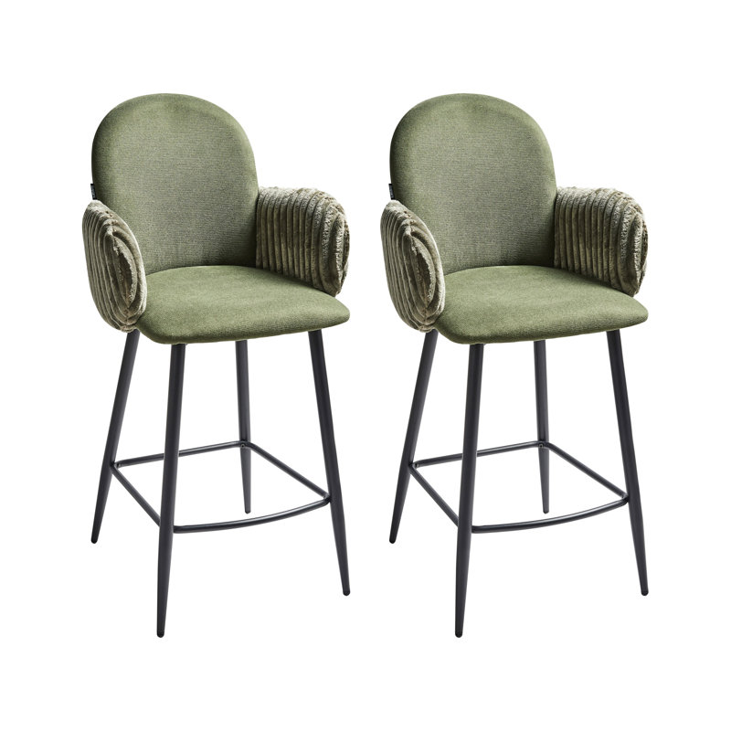 Set of 2 Bar Chairs AMITY Fabric, Green