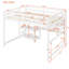 Lit mezzanine double avec finition blanche et tablettes, bureau, bureau. Cadre en bois de pin. Maximisez l'espace dans les espaces de vie. Polyvalent pour de multiples utilisations. Aucun sommier tapissier requis. L 79,5 po x l 57 po x H 65 po. 350 lb-118035487-118035486