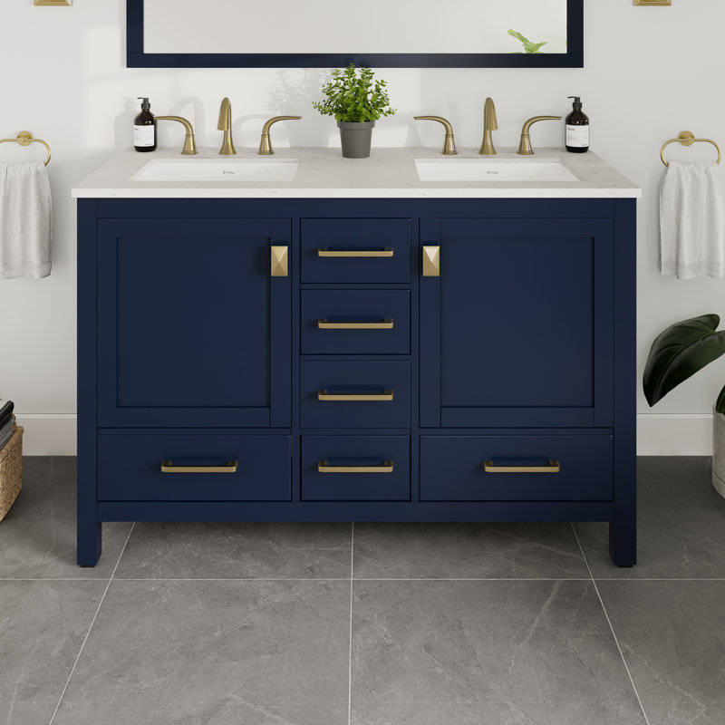 Ensemble de meuble-lavabo double 48 po Minnich, Argent argent