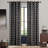 Black and White Pattern Linen Curtains,Room Darkening Herringbone Fabric Grommet Drapes,Set of 2-107080363