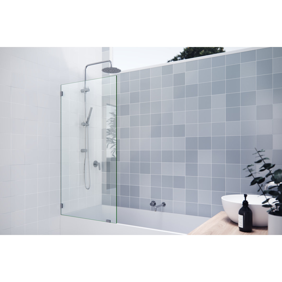 Vela 29.5 in. x 58.25 in. Frameless Single Fixed Bath Panel Glass Warehouse 