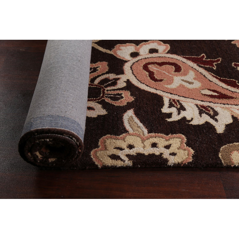 Tapis brun / beige en laine touffetée à la main Eshan