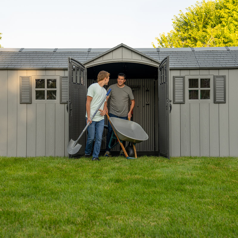 Lifetime 20 Ft. X 8 Ft. High-density Polyethylene (plastic) Outdoor Storage Shed With Steel-reinforced Construction