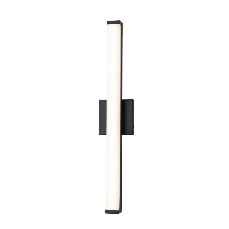 24” Matte Black Led Vanity Bar Light Indoor Wall Sconce With Acrylic Shade, 16 W, 24" Width , Matte Black