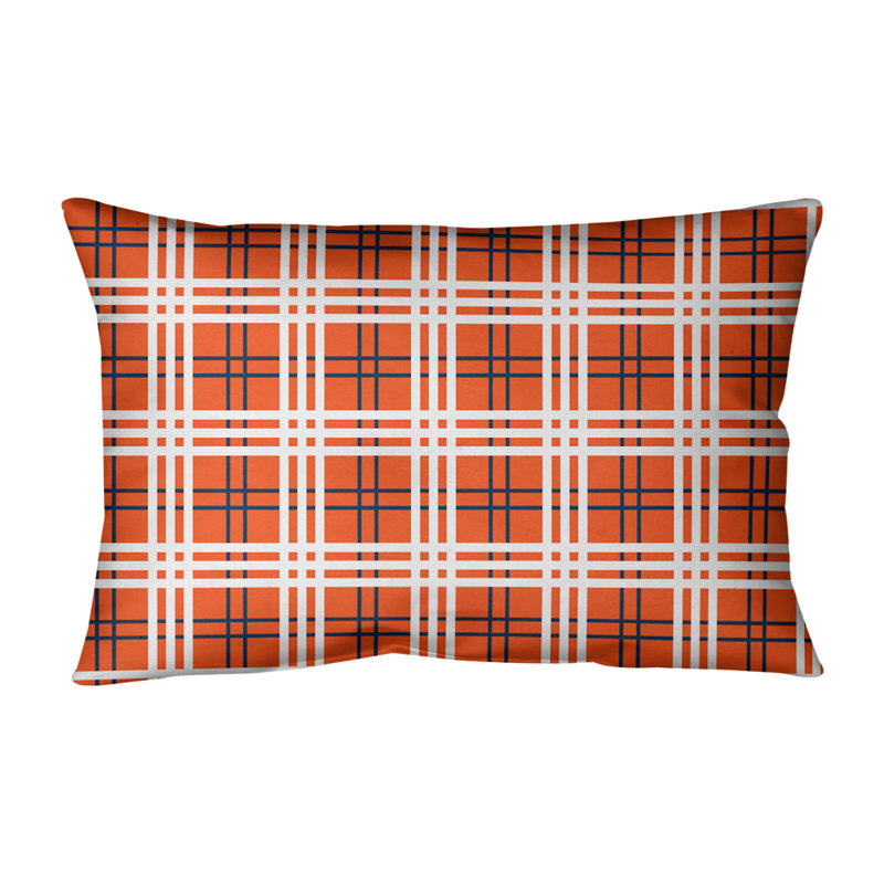 Housse de coussin rectangulaire Luxury Denver/insert, Orange / bleu / blanc, Polyester sergé