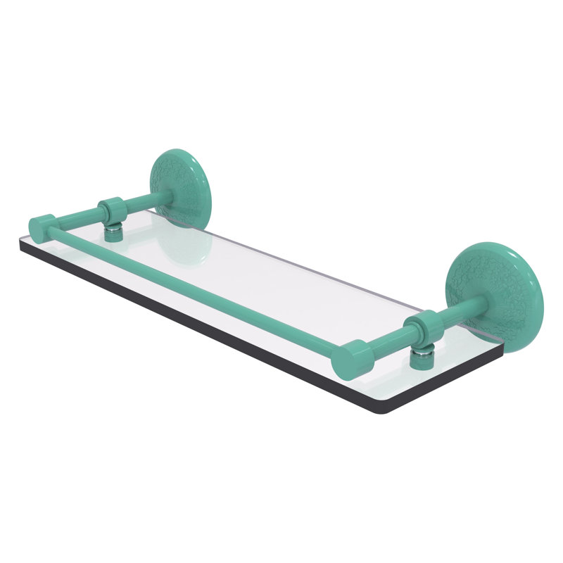 Tablette en verre trempé Yae Carlo, H 3 po x l 16 po x P 5 po, Vert écume de mer