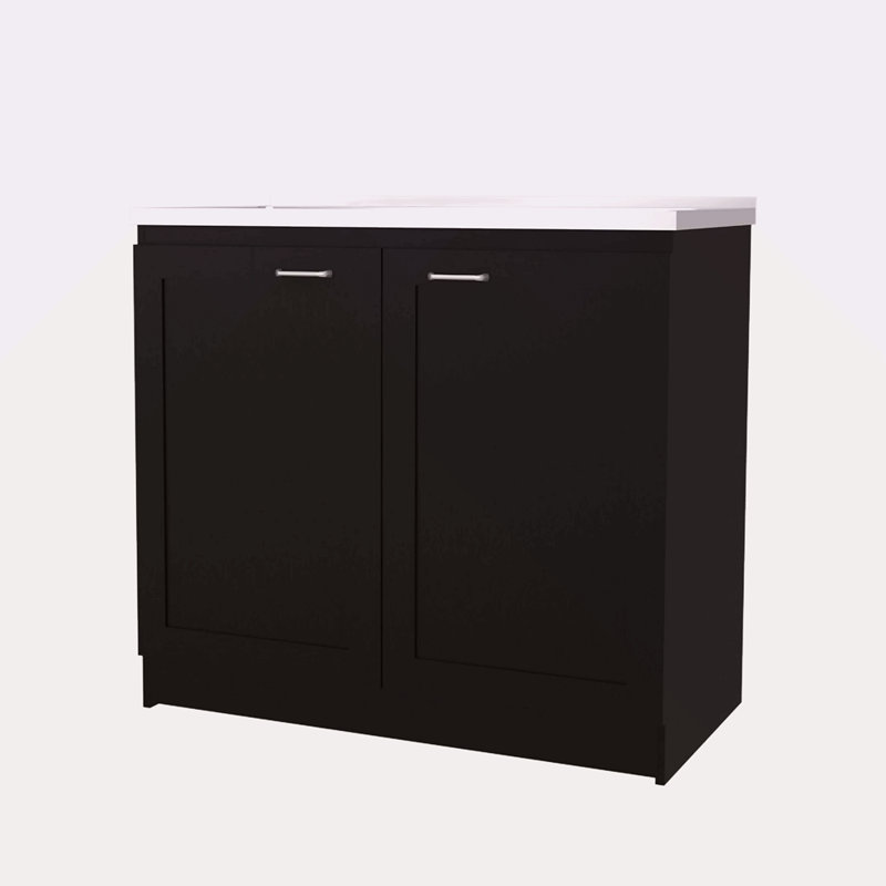 Tablette intérieure 2 portes avec évier utilitaire, Noir