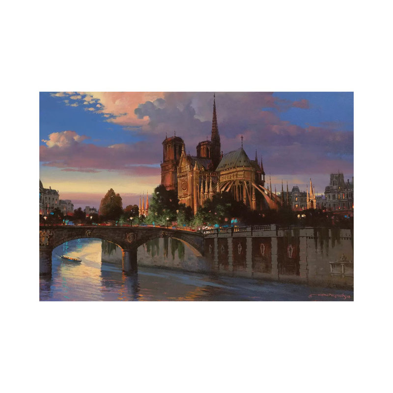 Notre Dame de Paris - reproduction d'art sur toile tendue, H 12 po x l 18 po x 1,5 po