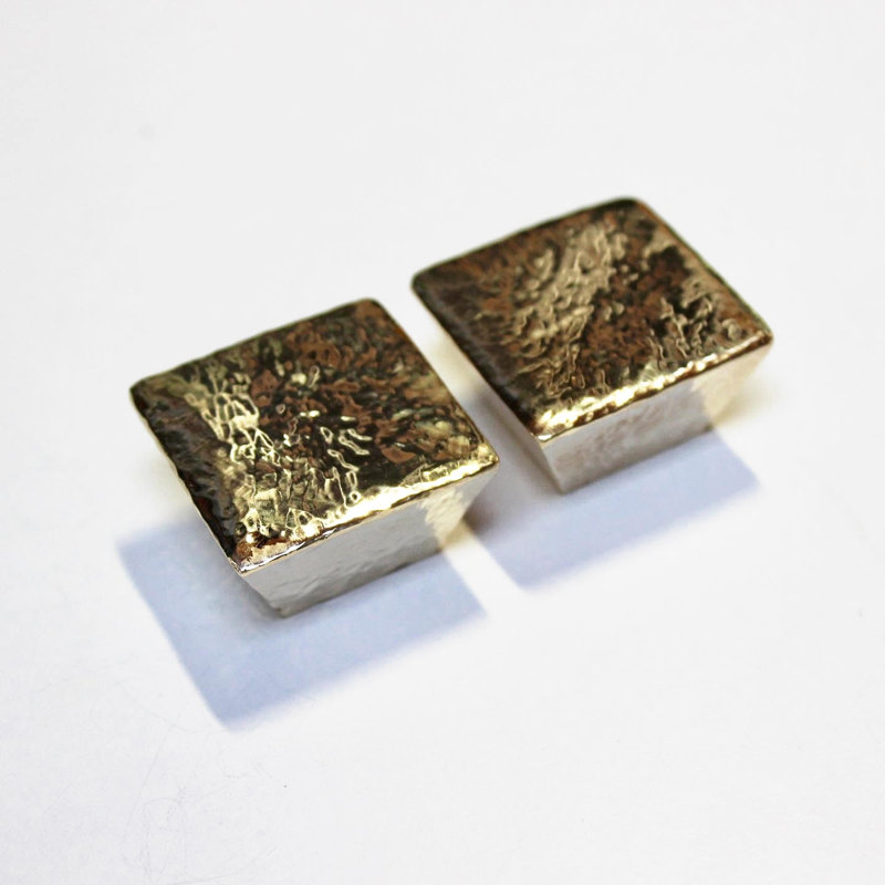 Pyramid Square Knob, Hand-Hammered Brass