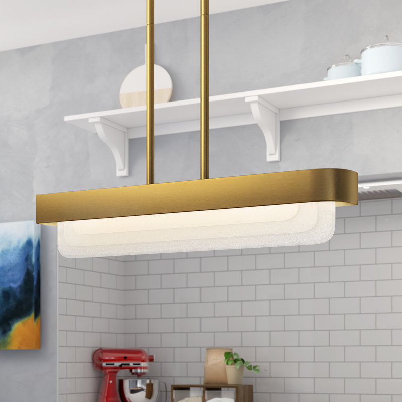 Serene 1 - Light Silver LED Kitchen Island Pendant, Natural Brass