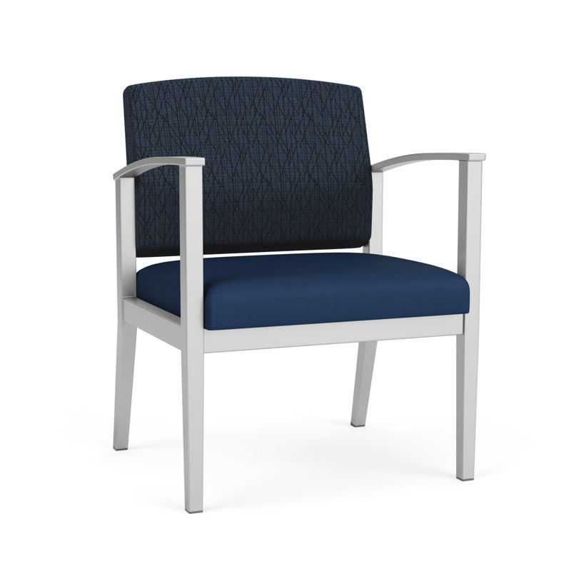Chaise d'invité en acier Amherst, Vinyle bleu Patriot Plus Imperial, Argent