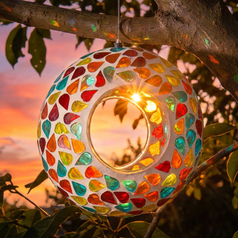 Mangeoire suspendue en verre à mosaïque avec capacité de 1 tasse Nob Hill - Confetti, Confetti