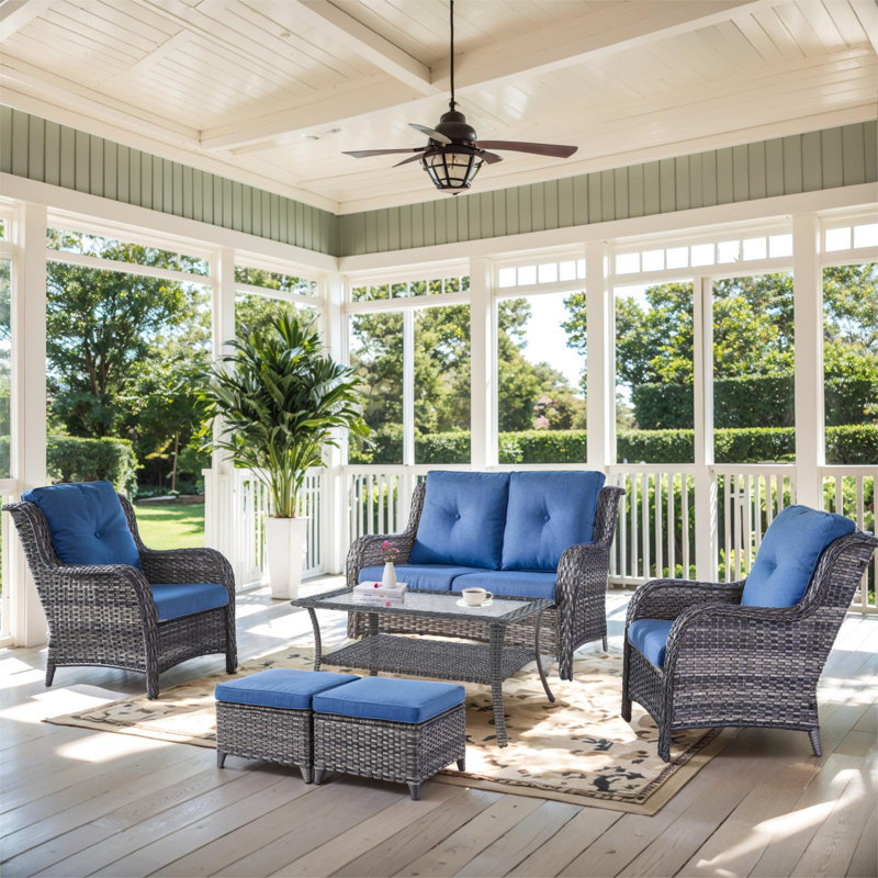 Carolina 4-Person Square Outdoor Conversation Set With Loveseat And Coffee Table