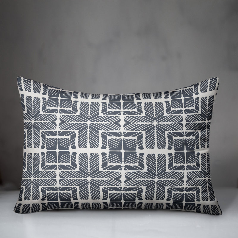 Coussin décoratif à carreaux en polyester pour l'intérieur et l'extérieur, Ardoise, H 14 po x l 20 po