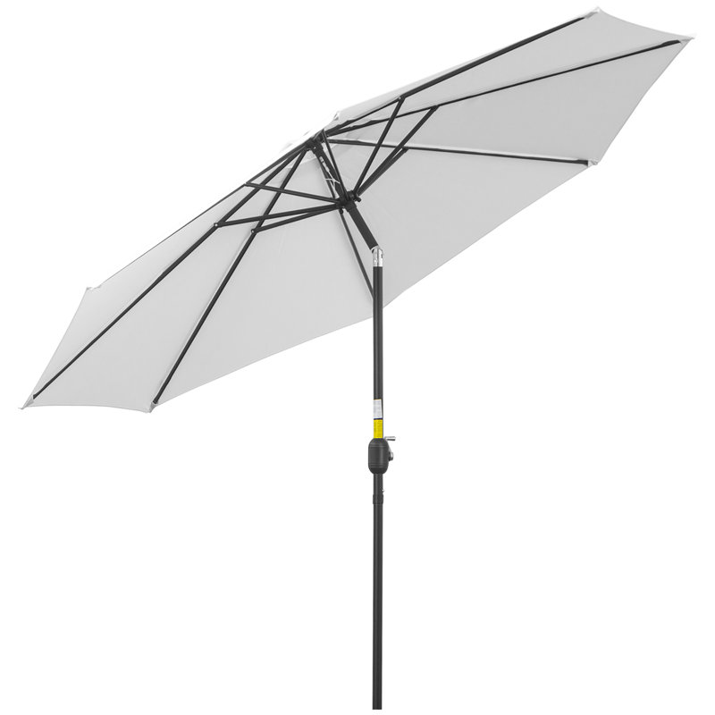 Parasol de marché 10 'x 8' avec manivelle et inclinaison pour le jardin, Blanc