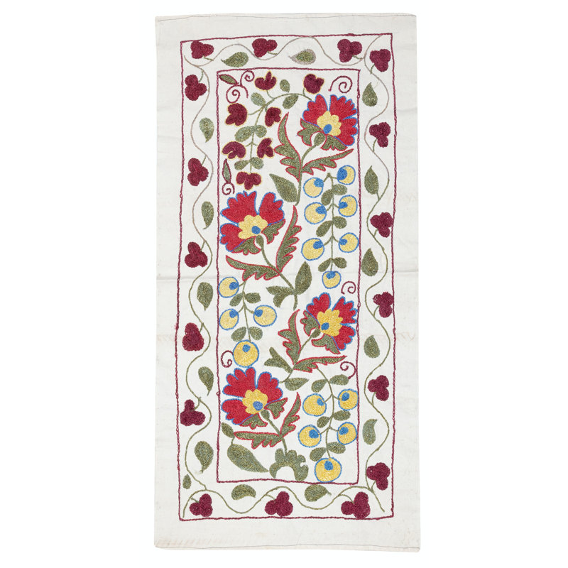 Suspension murale 19 x 37 po. Nappe en coton. Canapé fait à la main. Nouveau jeté