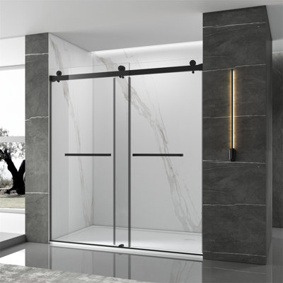 72'' W 76'' H Frameless Rectangle Reversible Shower Stall