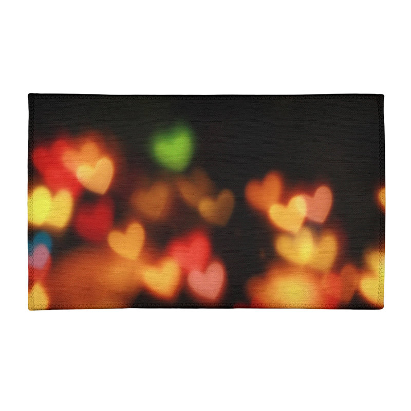 Tapis noir en chenille de lumières cardiaques, Rectangle 3 pi x 5 pi