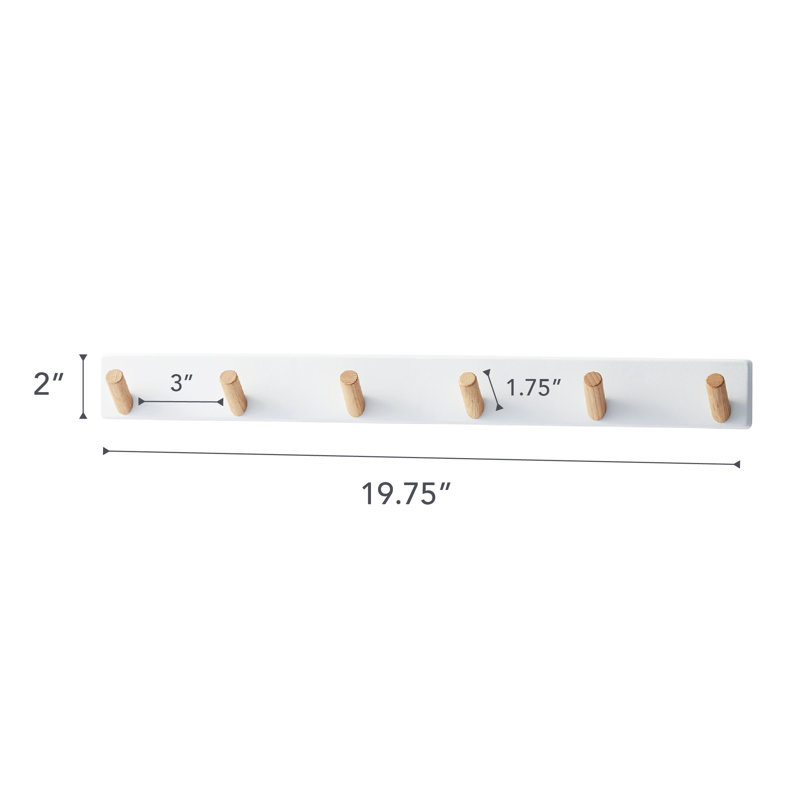 Yamazaki Home Wall-Mounted Saving Coat Hanger- Modern Jacket Holder, Steel + Wood