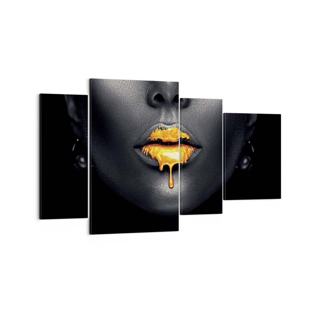 4-tlg. Leinwandbilder-Set Gold Mouth Black