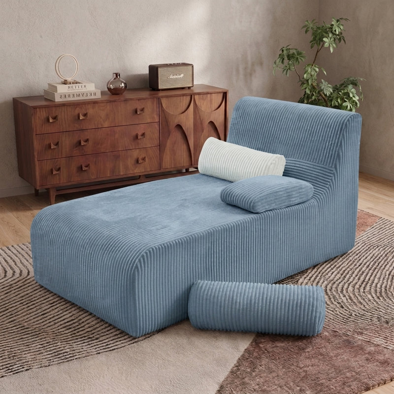 Canapé moderne avec méridienne ergonomique, Bleu