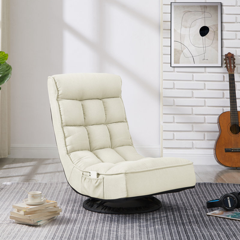 Fauteuil inclinable en lin / chaise sur pied, beige, Beige