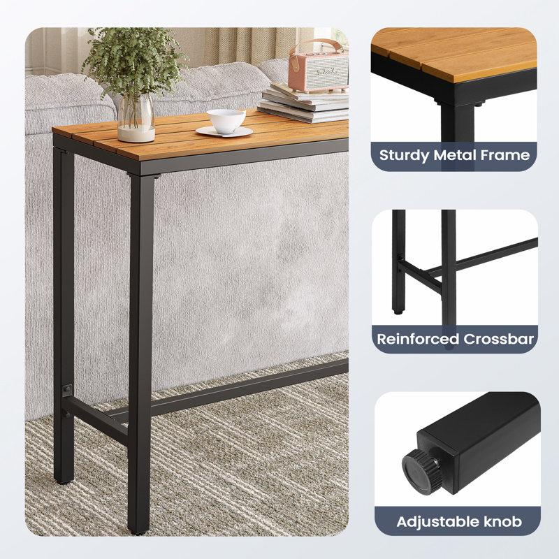 Indoor & Outdoor Bar Table, 37.2" H x 15.6" W x 85.8" L, Brown