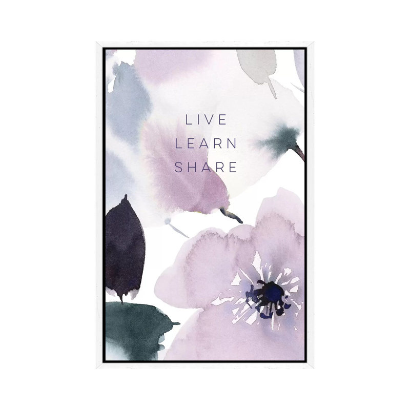 Live Learn Share - Print on Canvas, 66.04cm H x 45.72cm W x 3.81cm D, White Floater Framed