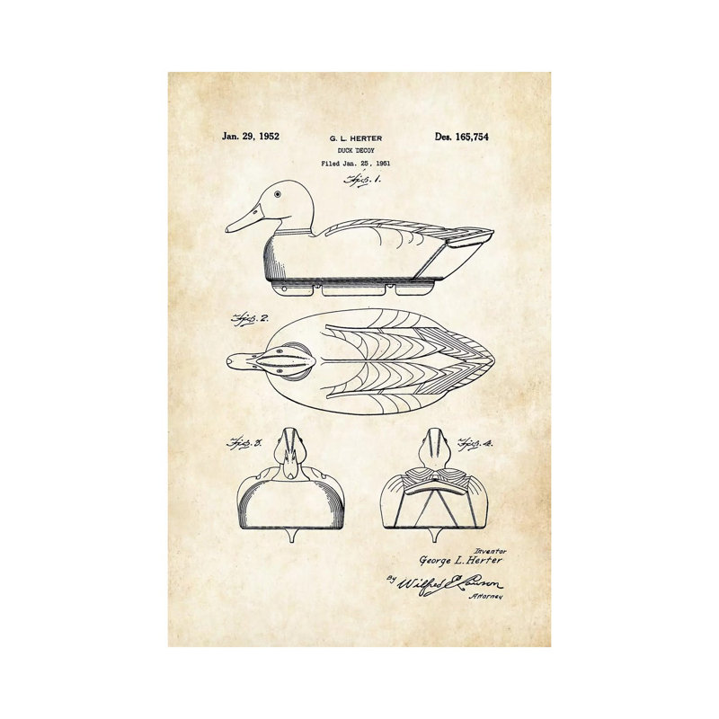 Duck Decoy by Patent77 - Wrapped Canvas Gallery-Wrapped Canvas Giclée, 66.04 cm H x 45.72 cm W x 1.91 cm D