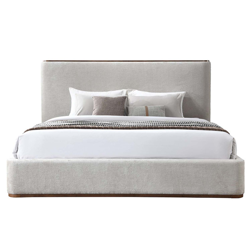 Grand lit Orane, tissu gris, Grand