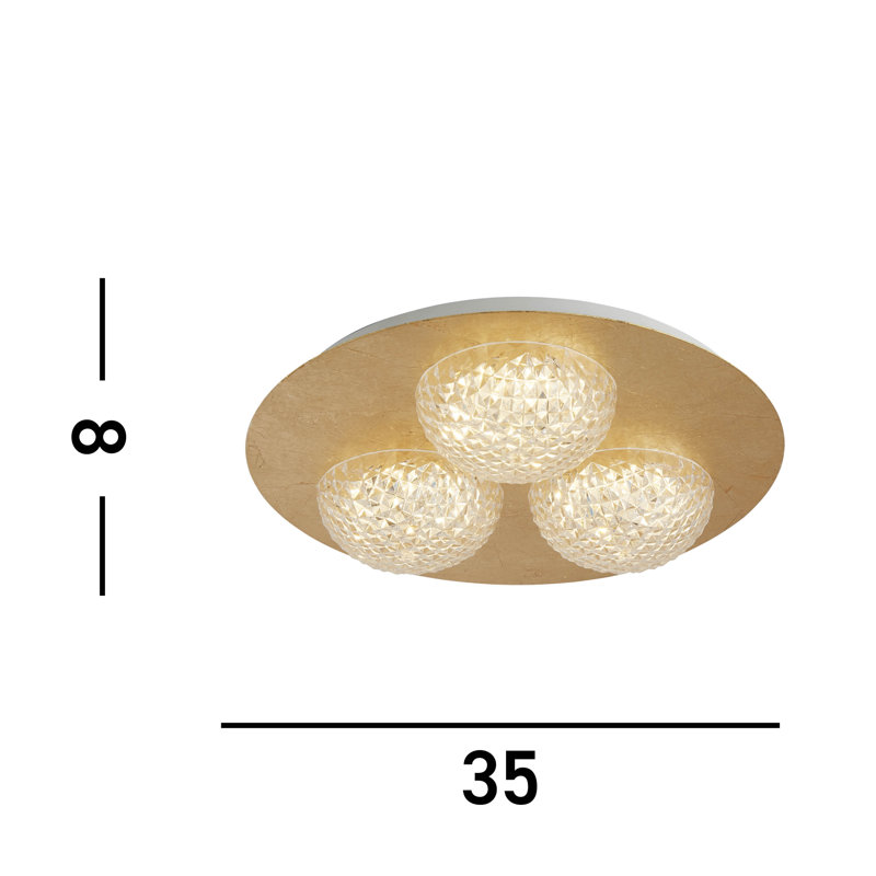 Anyelin Acrylic LED Flush Mount, Gold