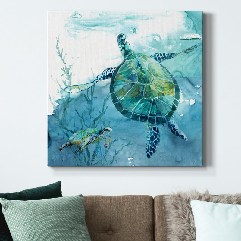 Tortue de mer Delray II - Toile tendue avec châssis de qualité supérieure, prête à être accrochée