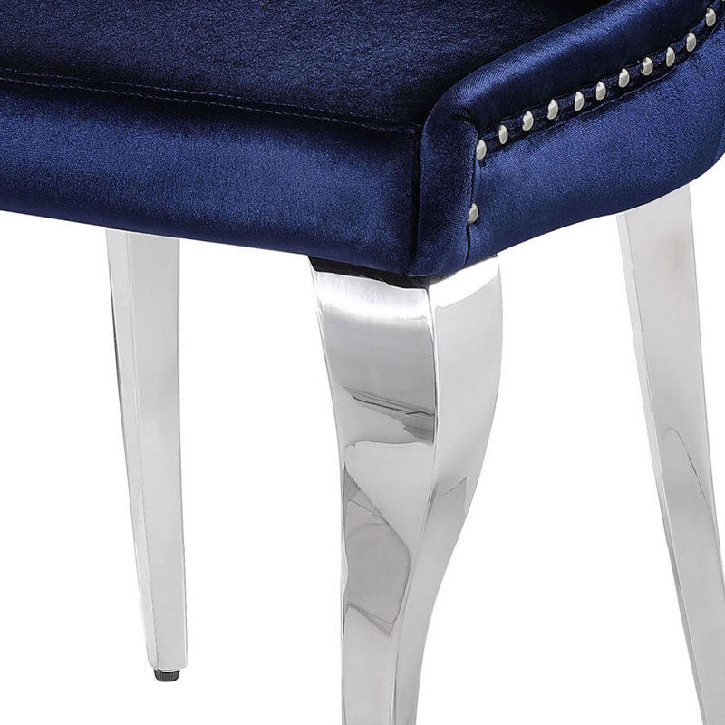 Leother 18'' H Velvet Upholstered Side Chair, Ink Blue