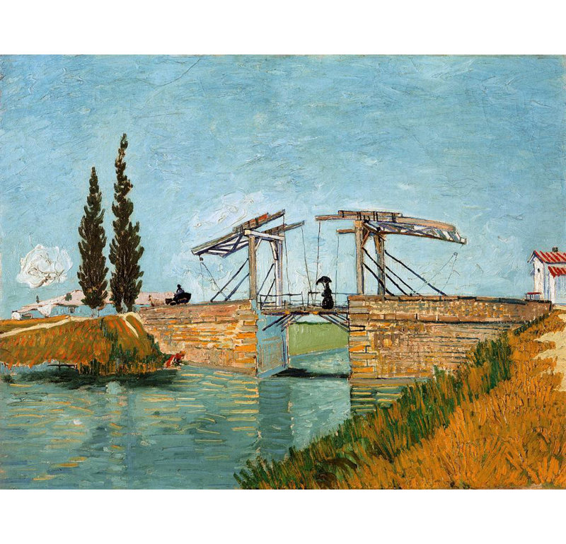 "Langlois Bridge at Arles" par Vincent Van Gogh - Art sur toile tendue avec châssis, H 24 po x l 17 po