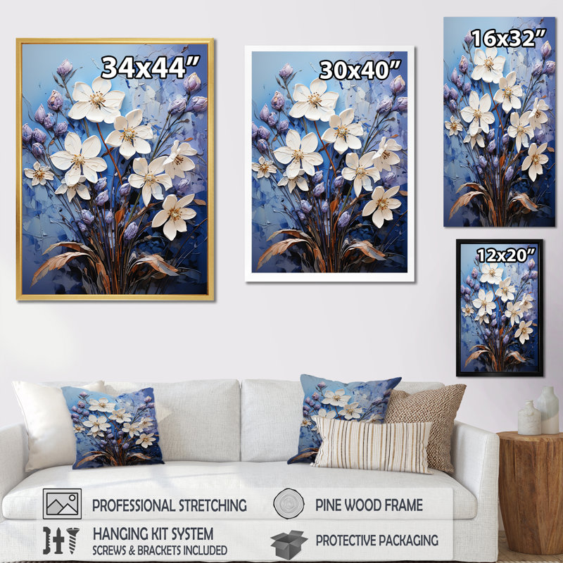 Averses de neige mystiques, H 32 po x l 24 po x P 1 po, Cadre flottant doré