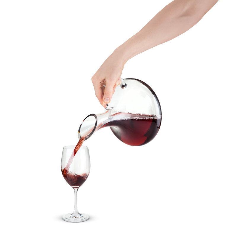 Hand-Blown Glass Wine Decanter with Handle, 52 oz
