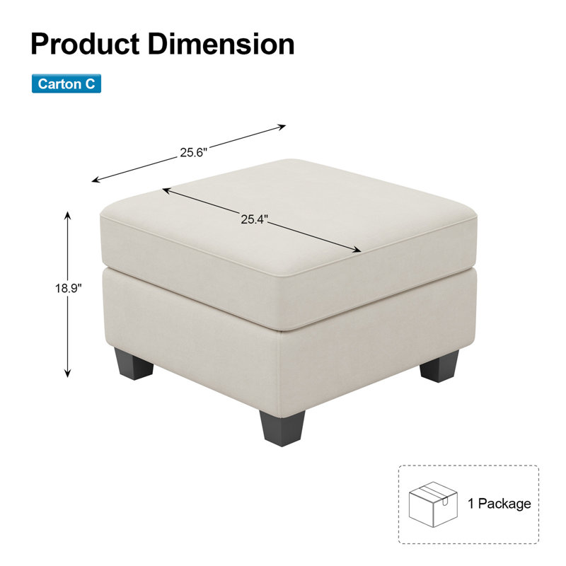 Repose-pieds en velours avec siège modulaire Allinson, Beige