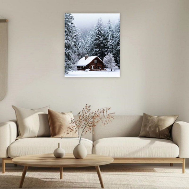Winter Cabin Unframed Canvas Wall Art  24" X 36"