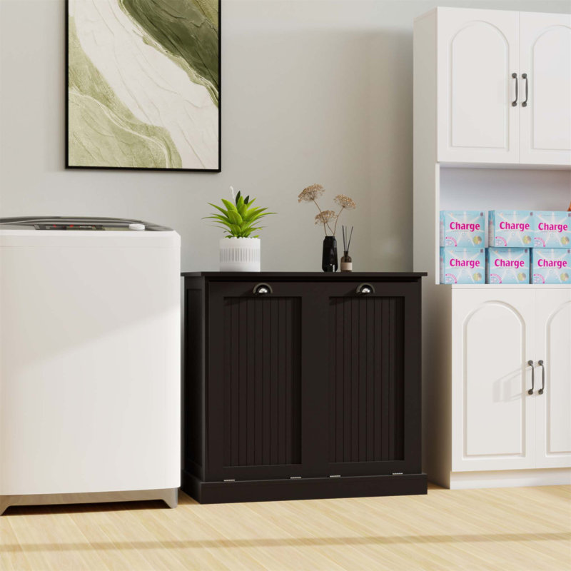 Armoire de trieur de linge à deux compartiments inclinable, durable et élégante pour la gestion organisée de la lessive