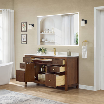 Ensemble de meuble-lavabo simple 60 po, comptoir, sous comptoir Pendry (1 trou)