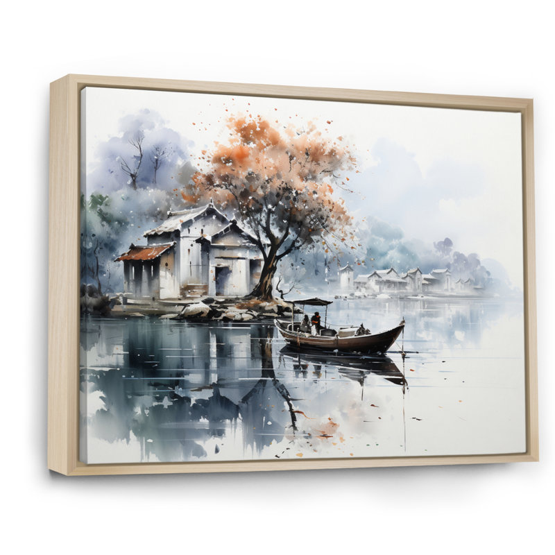 «Vietnam Hue Perfume River Boat», reproduction sur toile, H 24 po x l 32 po x P 1 po, Cadre naturel flottant