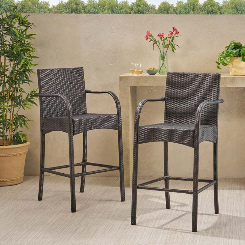 Tabourets de bar en osier d'extérieur, Brun