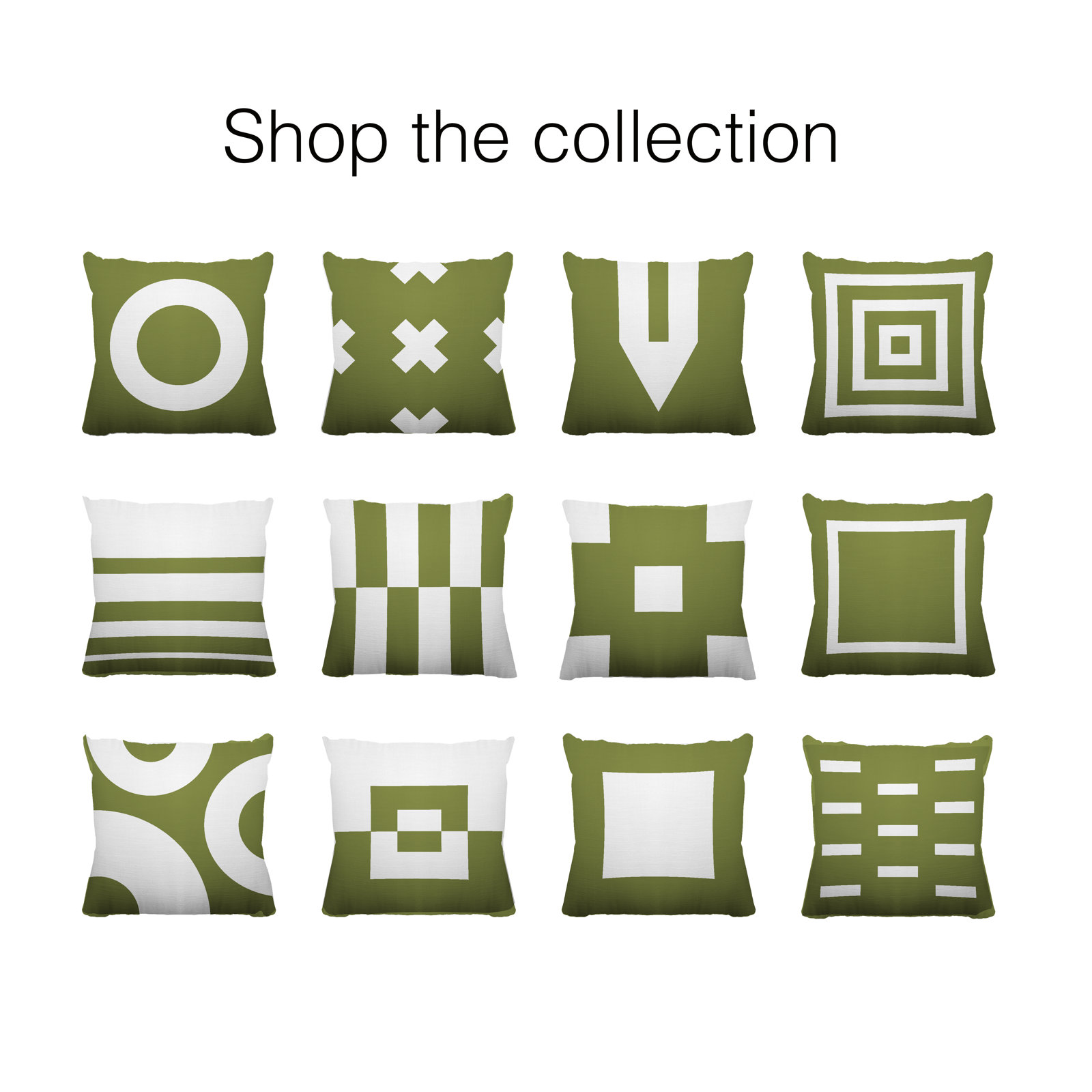 Luella Geometric Indoor/Outdoor Throw Pillow, 16W" x 16H", Olive Green