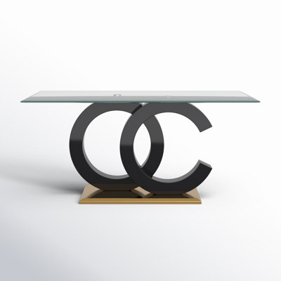70" Glass Dining Table, Clear Tempered Glass Top with Glossy OC-Shaped Legs and Polished Mirror Stainless Steel Base