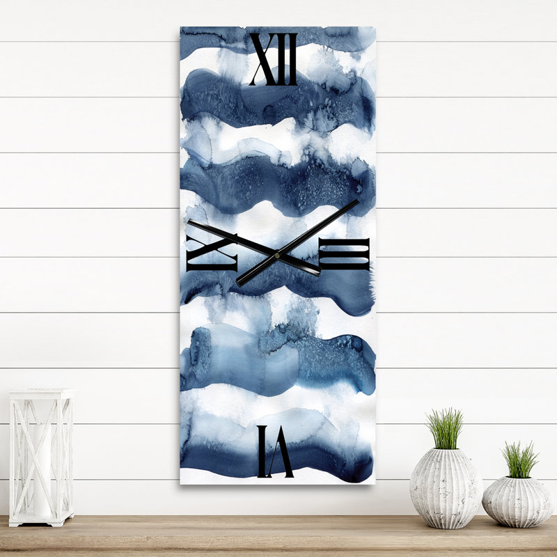 Horloge murale moderne abstraite vagues bleues classiques, Petit