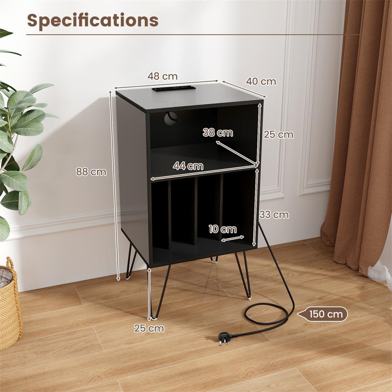 Bemadette 88cm H Media Shelves, Black